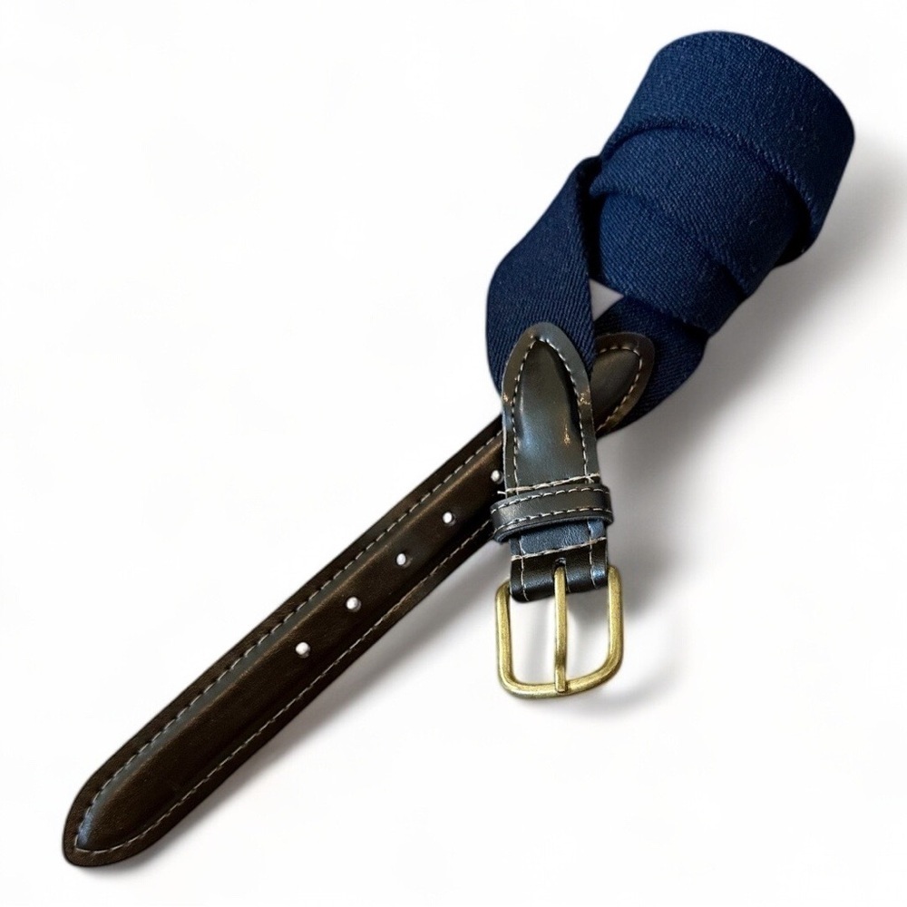 Vintage Belt Men's Navy and Brown Leather Belt Size 36